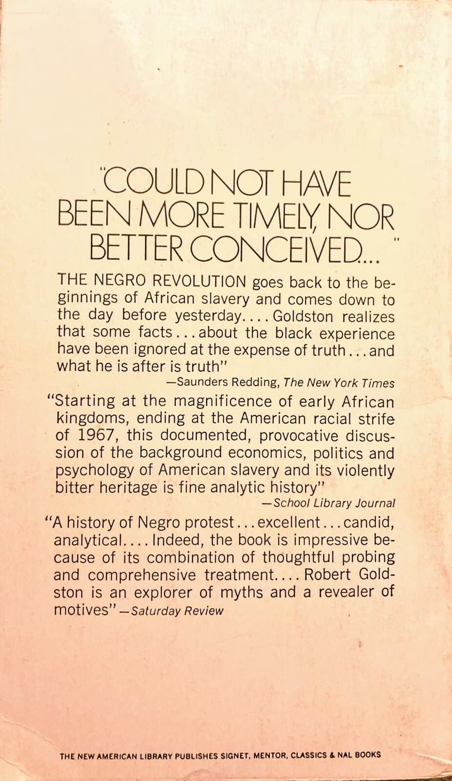 “The Negro Revolution” R.  Goldston, 1st Printing 1969. Mass Market Paperback. 4