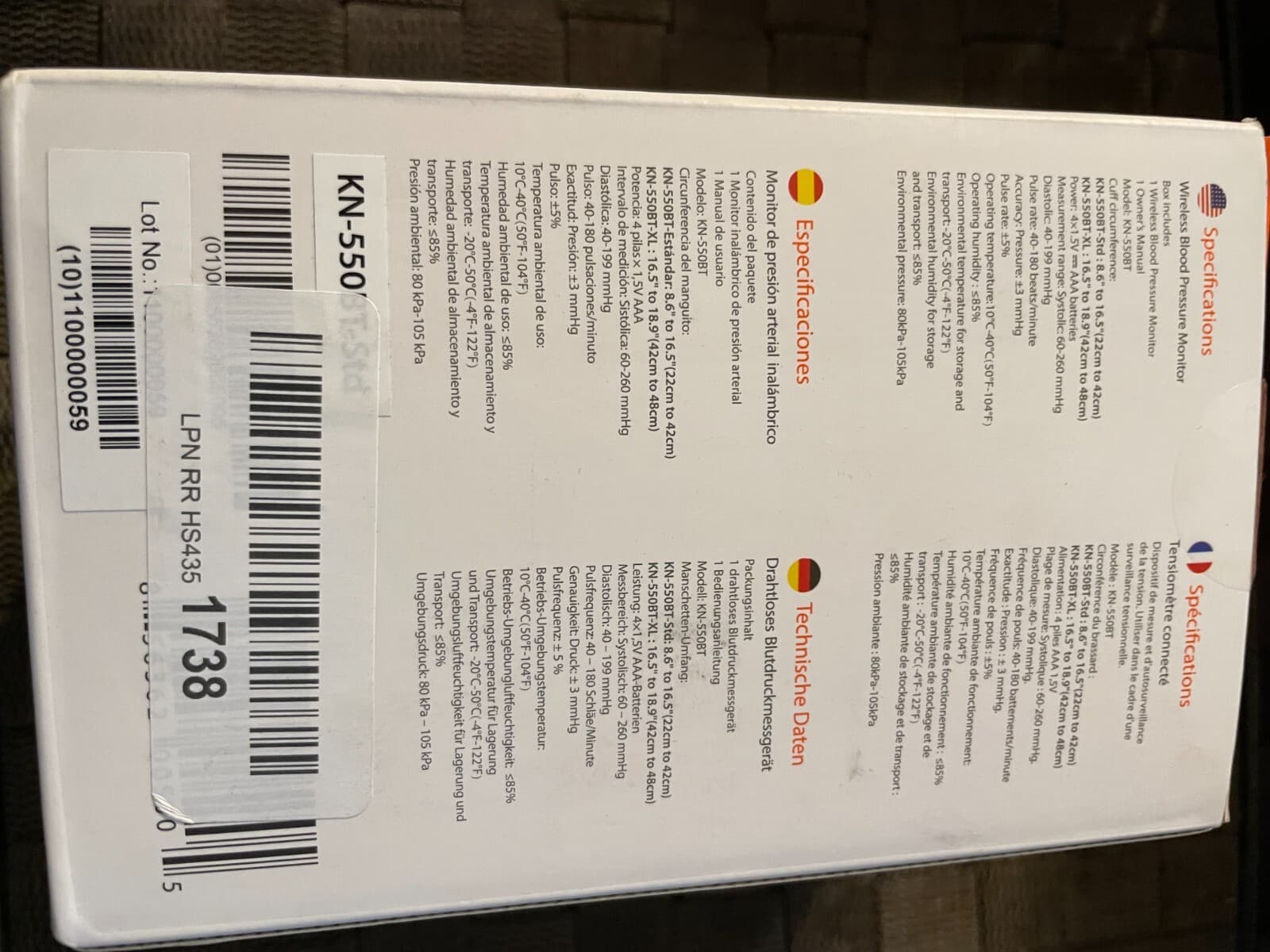 iHealth Track Connected Blood Pressure Monitor Wireless Bluetooth KN-550BT-STD 3