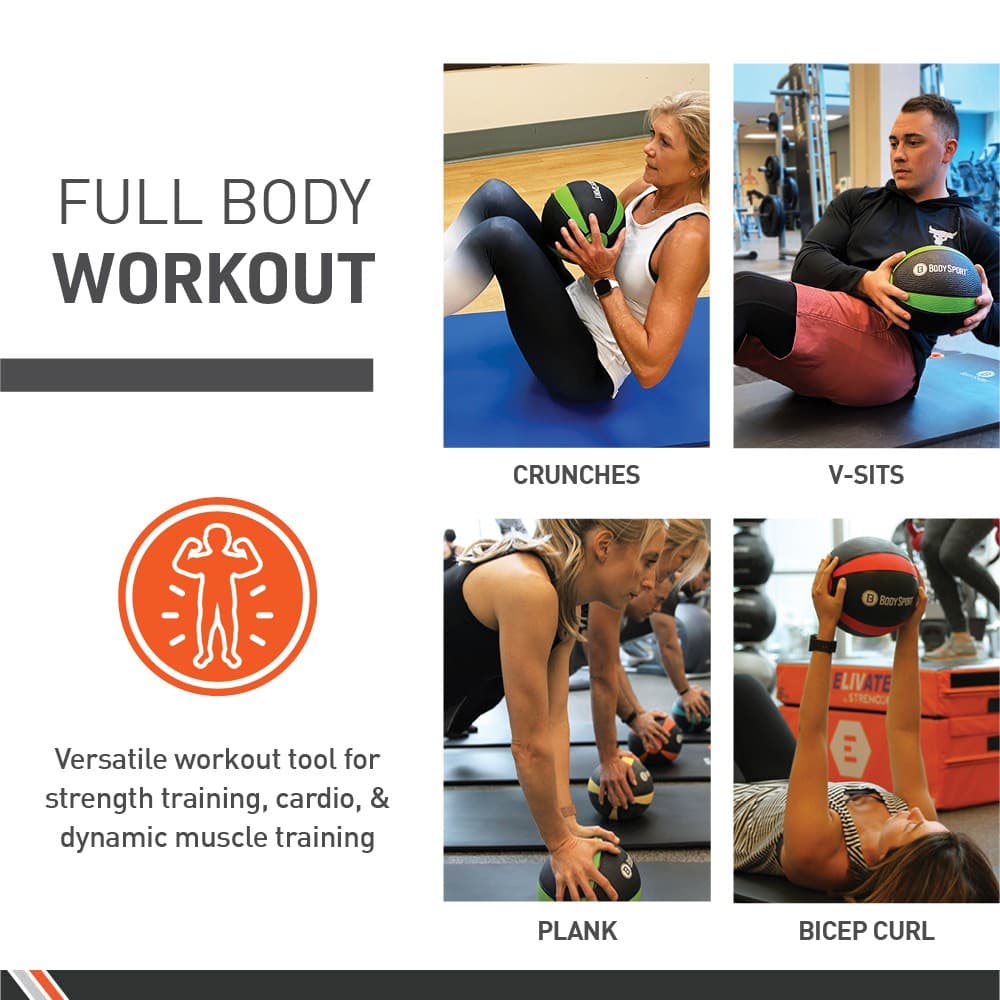 Body Sport Medicine Ball, 6 lb., 26.2-Inch Circumference, Green/Black 3