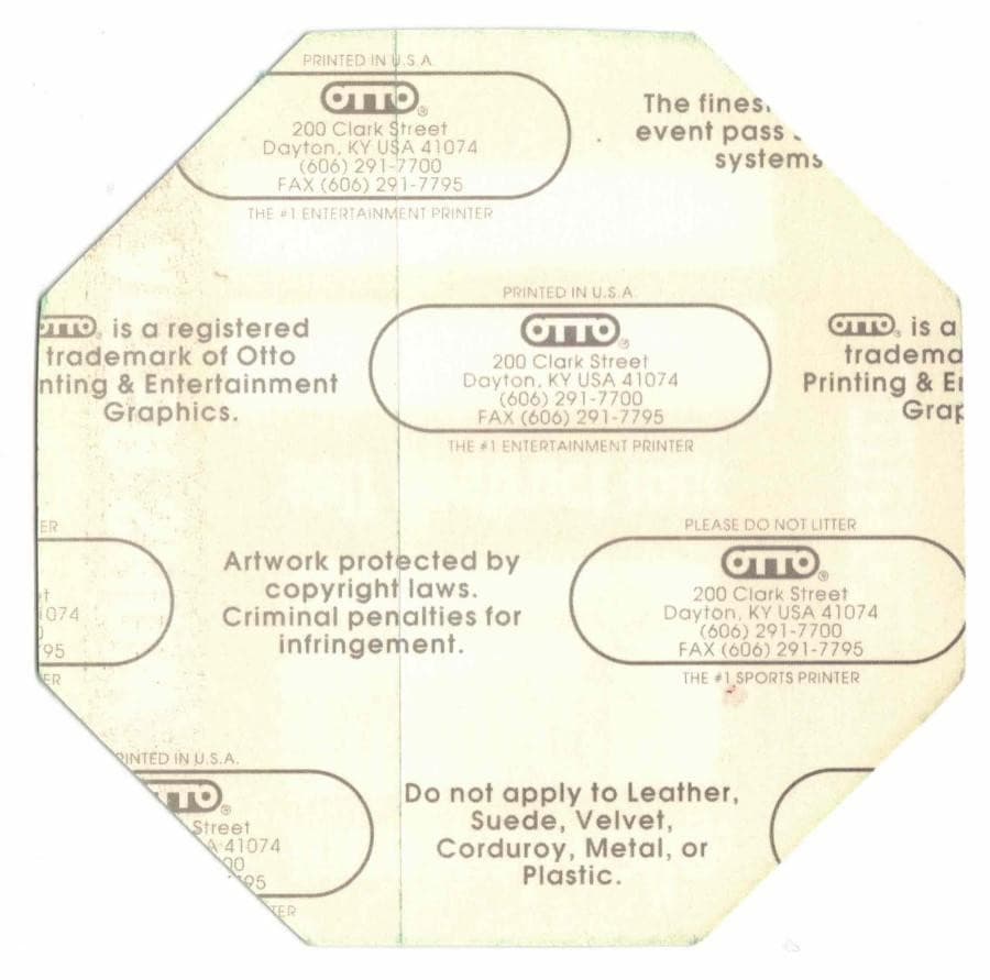 Nine Inch Nails Self Destruct Tour 1994. Green After Show Cloth Backstage Pass 2