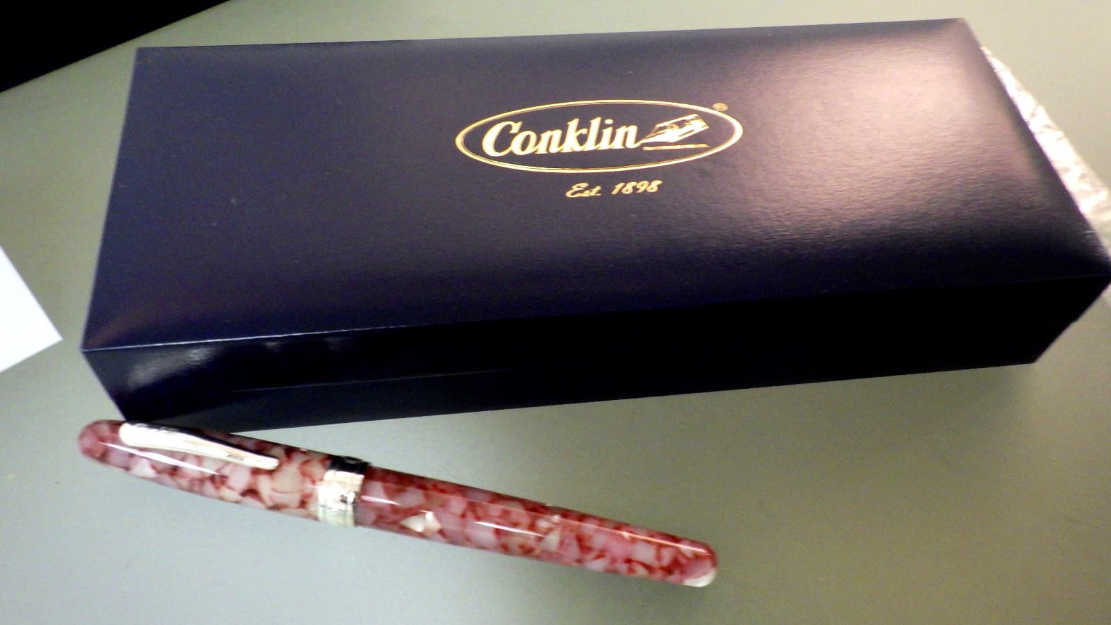 Vtg Conklin CUSHION POINT Cherry Crushed Ice Hooded Nib Fountain Pen in Box New? 4