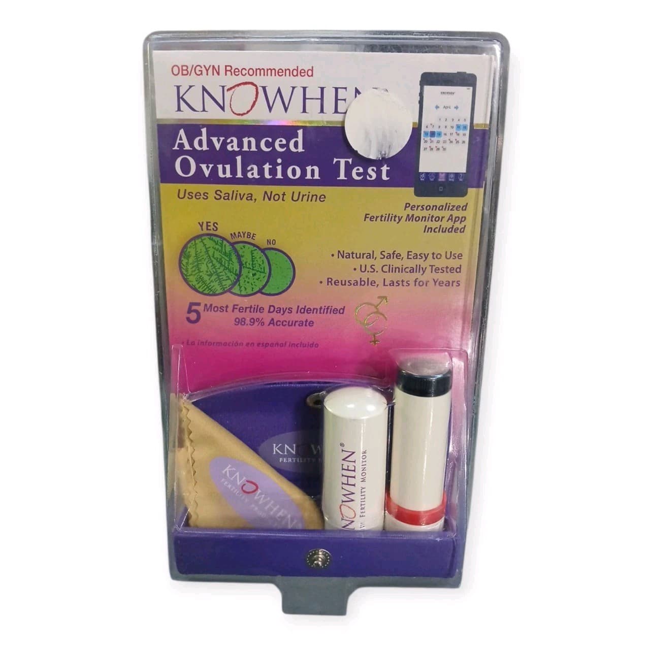 KNOWHEN Advanced Saliva Ovulation Test Kit w/ Personalized Fertility Monitor App