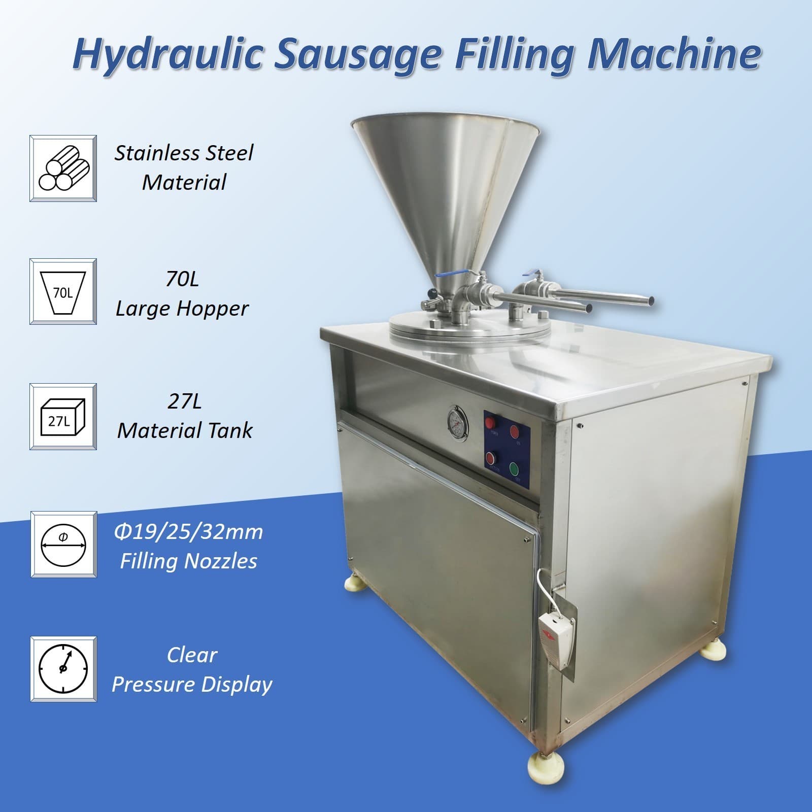 Hydraulic Auto Sausage Filling Machine Double-tube Commercial Sausage Stuffer 3