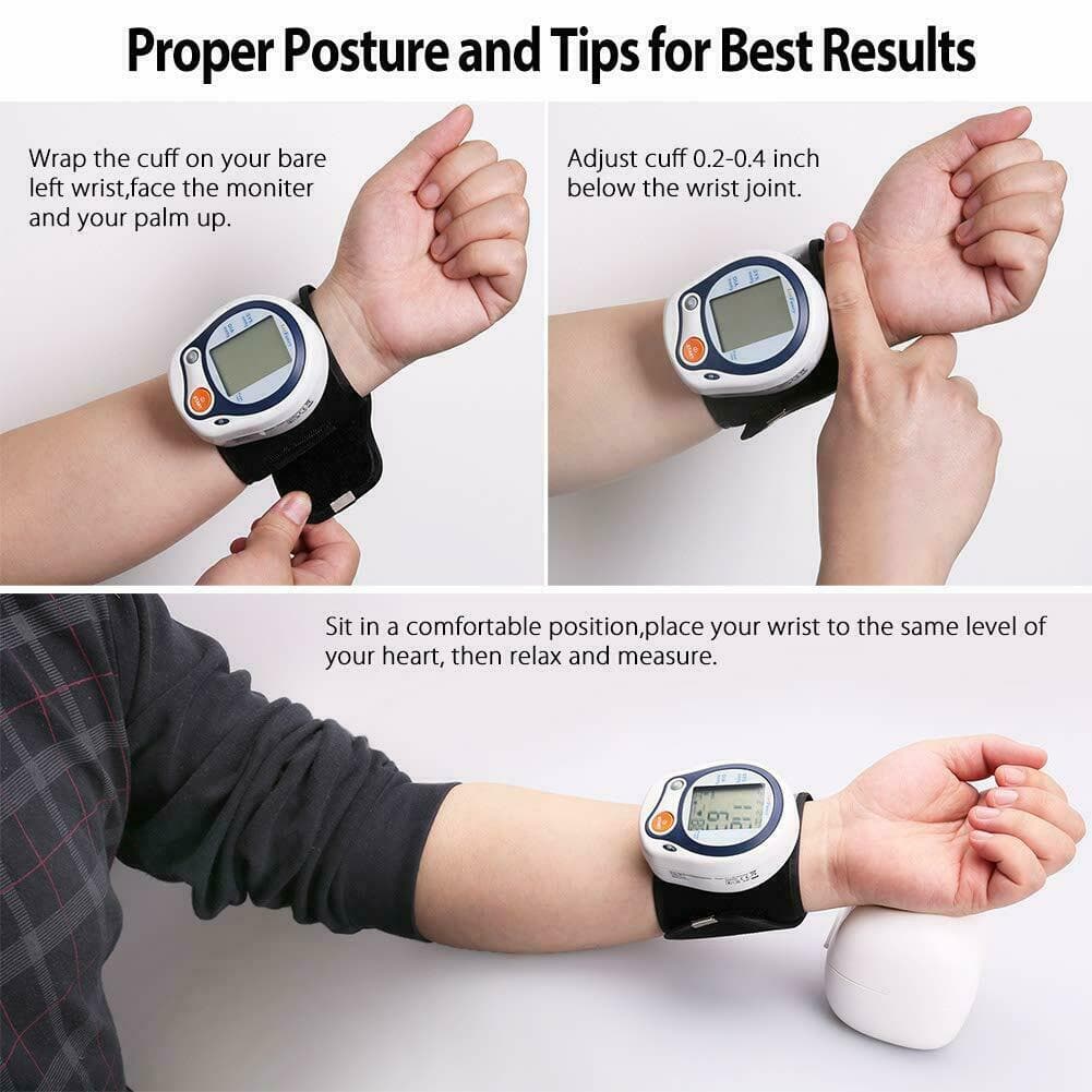 Automatic Wrist Blood Pressure Monitor BP Cuff Gauge Machine Tester with Memory 2