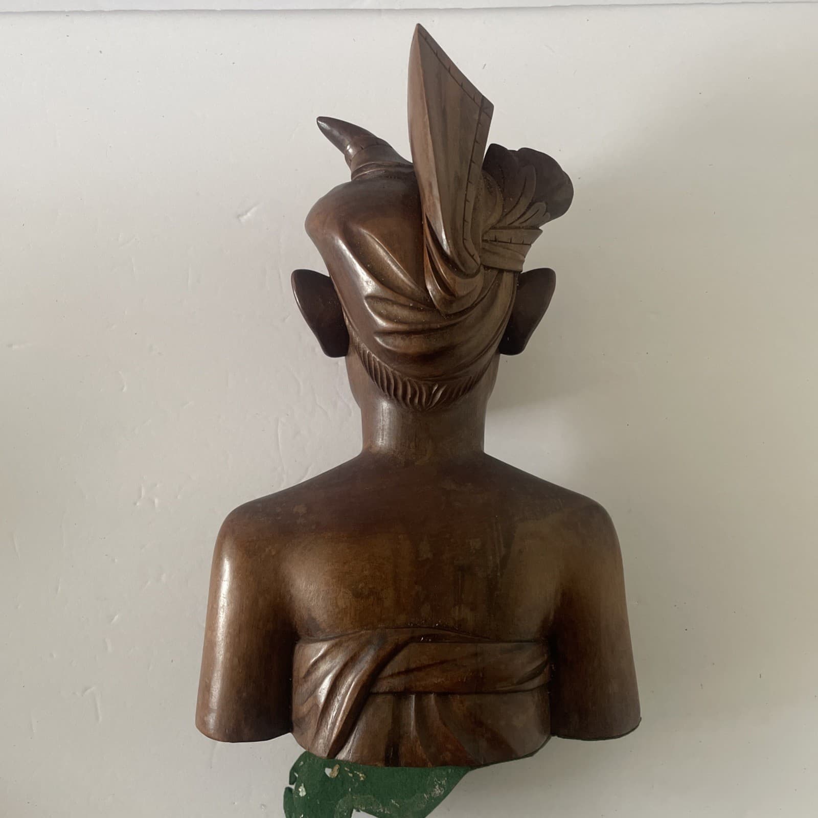 Vintage Bali Wooden Warrior Bust Flower 5
