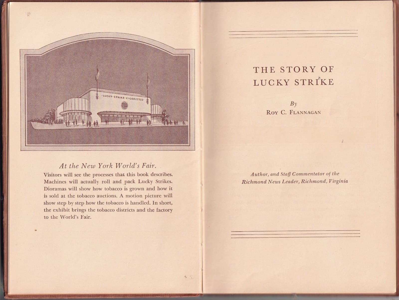 VTG Story of Lucky Strike Book 1939 World's Fair Edition / Cigarettes / Tobacco 4