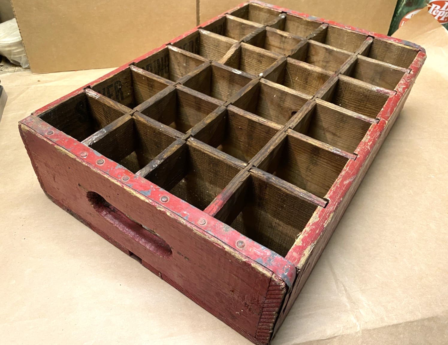 Vintage  Wood Wooden Soda Crate, Box - Skowhegan Bottling Co. -  24 Pocket 3