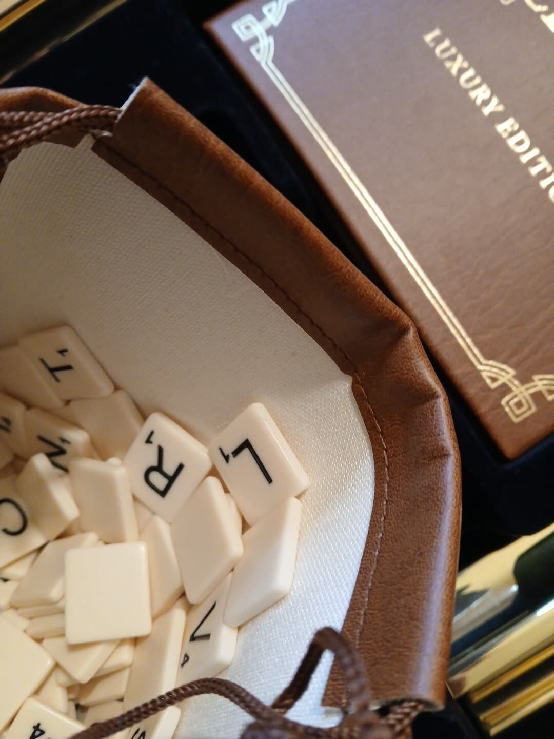 Scrabble Luxury Edition with Wood Cabinet and Rotating Turntable Game Board 5