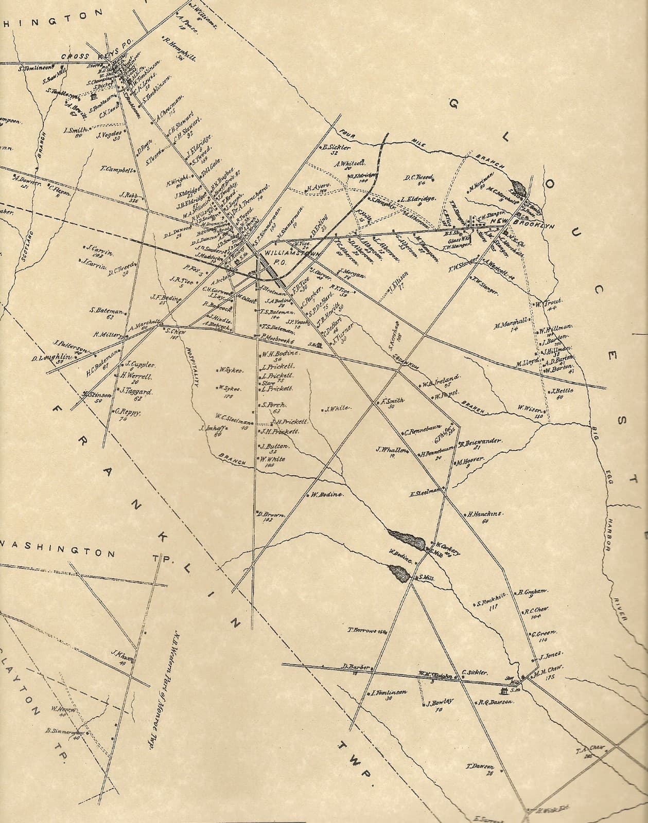 Williamstown Turnersville Cross Keys NJ 1876 Maps w/ Homeowners Names Shown 2