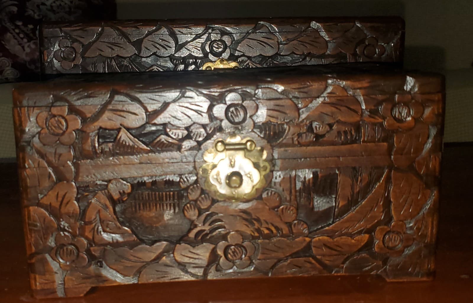 Exquisite Hand-Carved Chinese Chest – Solid Huanghuali Wood with Brass Locking  6