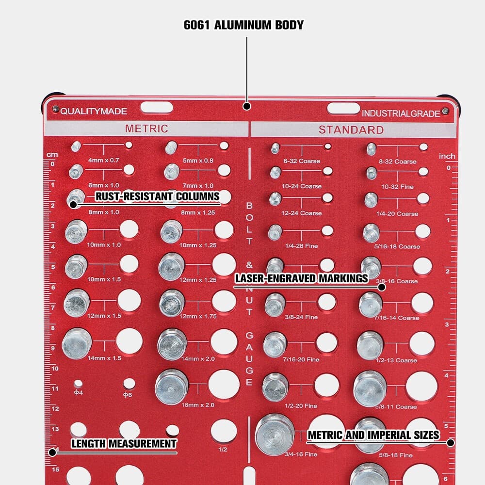 34 Standard and Metric Nut and Bolt Thread Checker Bolt & Nut Identifier Gauge 3