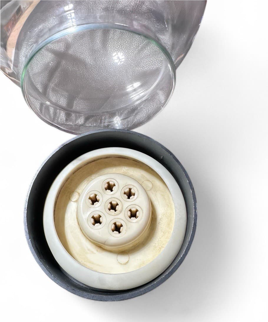 VTG Glass Sphere Round Cloche Ball Flower Frog Mid Century Terrarium  Germany 5