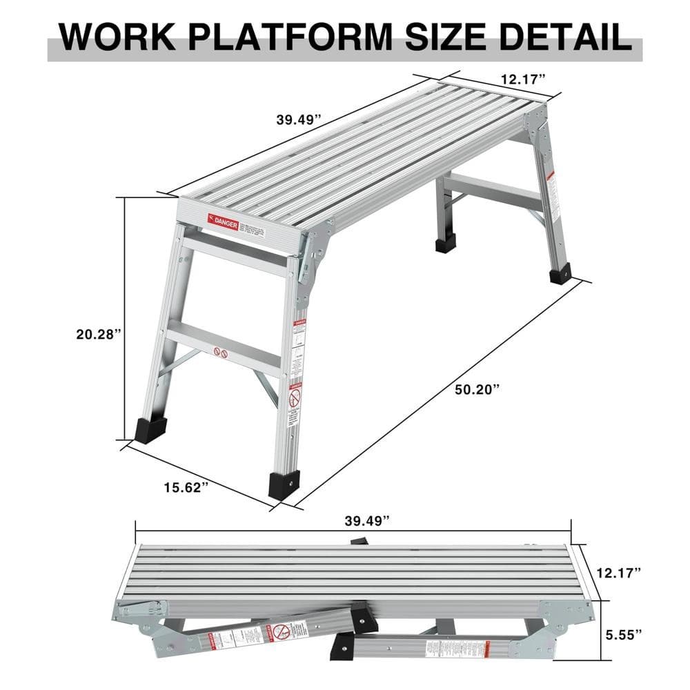 Work Platform Aluminum Step Ladder Drywall Safe ANSI Approved of Capacity 225 LB 4