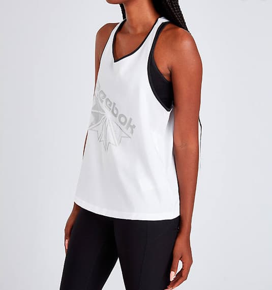 Reebok Classics Starcrest Graphic TankTop Womens Small Large Logo White NWT 2