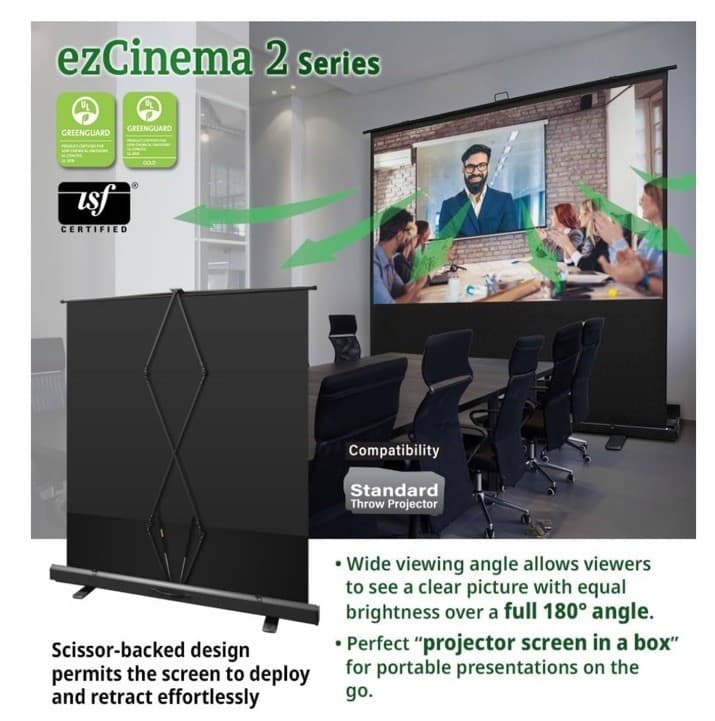 Elite Screens ezCinema 2 95" 16:9 Manual Floor Pull Up Projector Screen 4