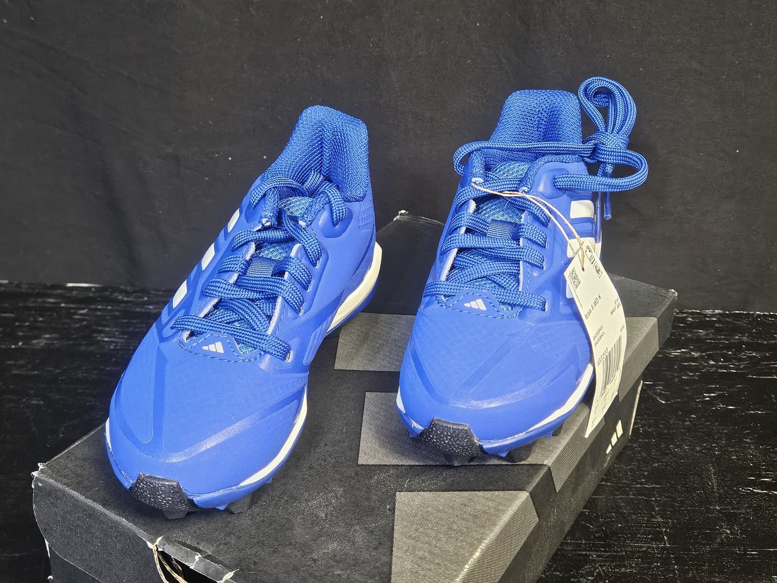 Adidas Icon 8 MD K Baseball Shoes Kids 10K Royal Blue White Cleats IG7203 New 3