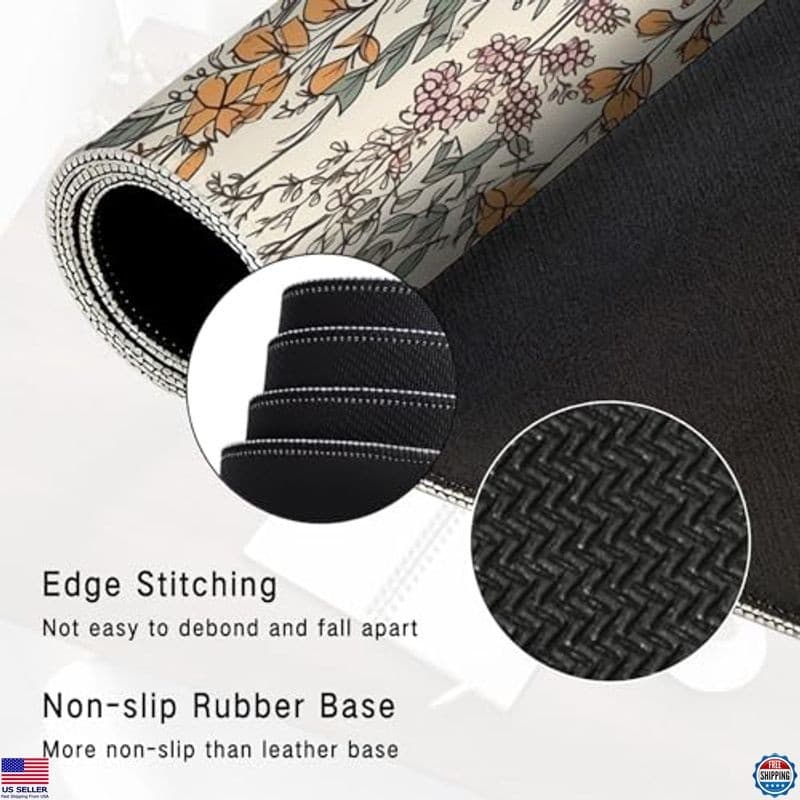 Vintage Rustic Wildflower Extra-Large Mouse Pad - 31.5"x15.7" Floral Desk Mat 3