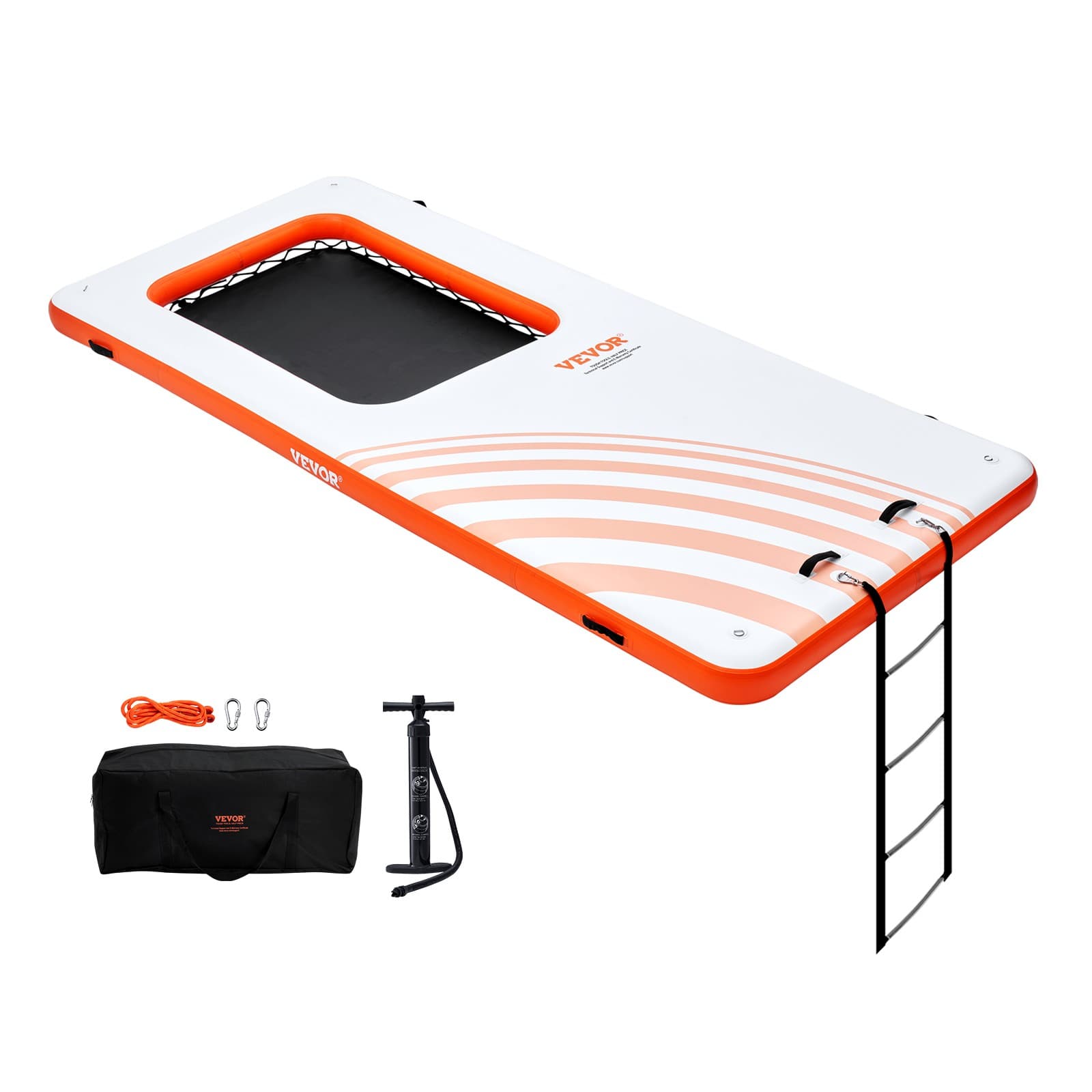 VEVOR Inflatable Floating Dock 15x6.5FT Water Dock Platform with 4*6FT Mesh Pool
