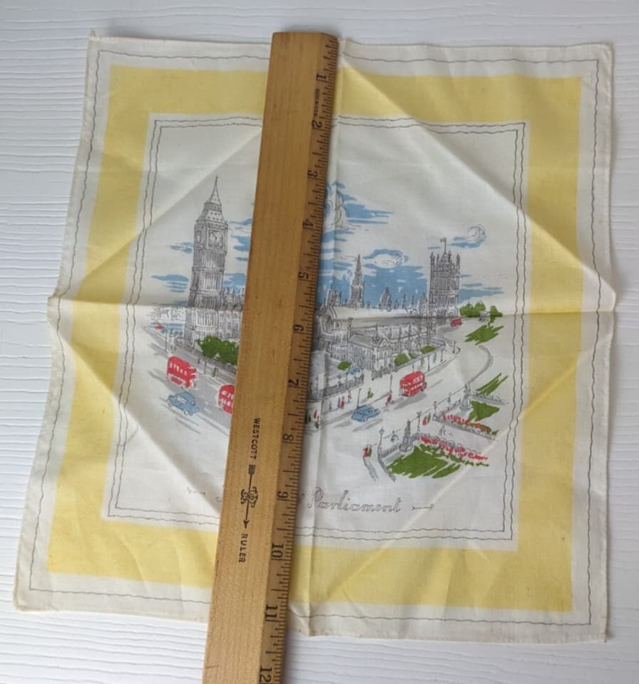 Vintage Handkerchief souvenir Houses of Parliament Britain London 5