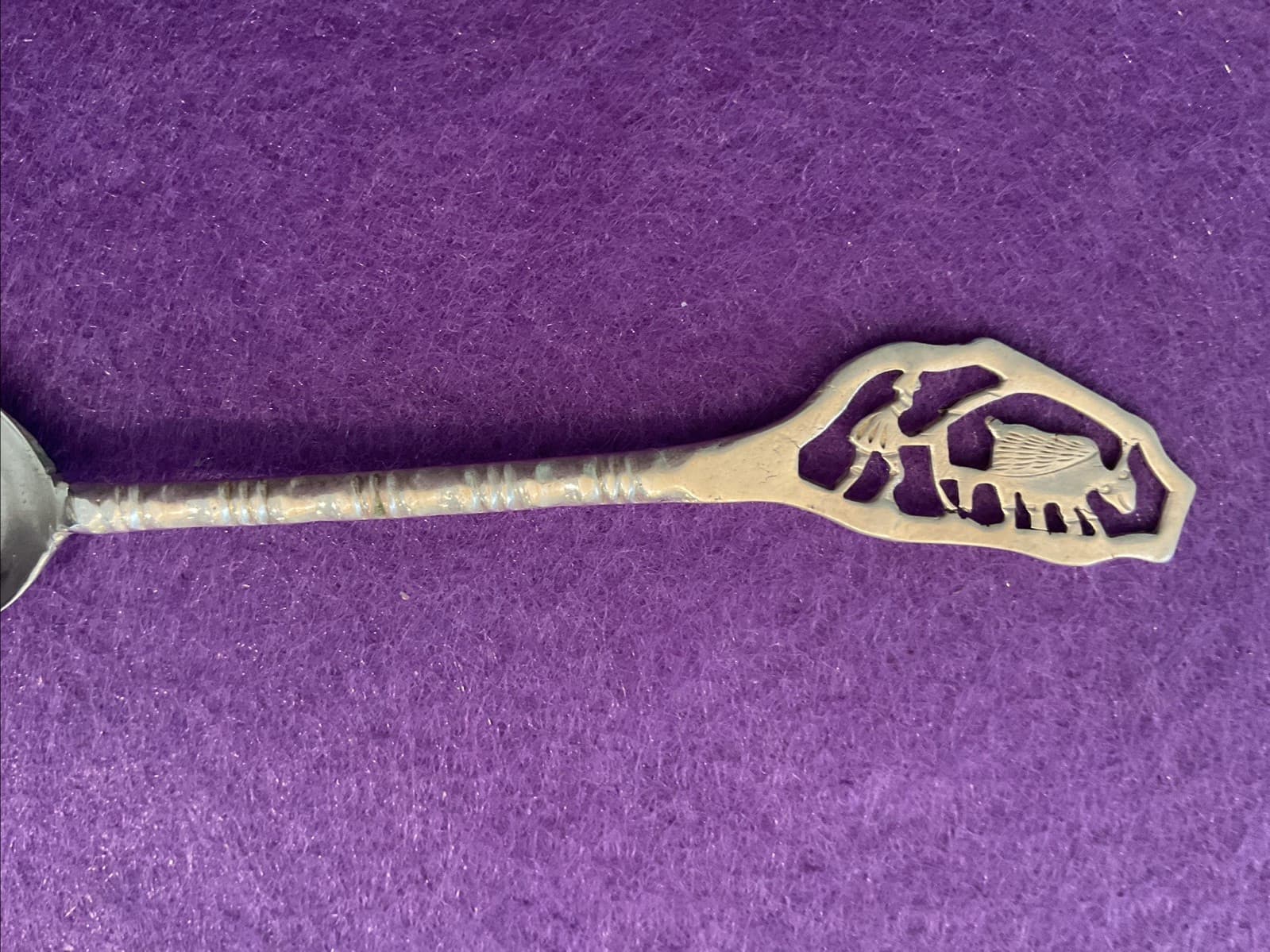 Asian Man Plow Rice with Water Buffalo Ox 4.75" Silver Souvenir Spoon Taiwan 6