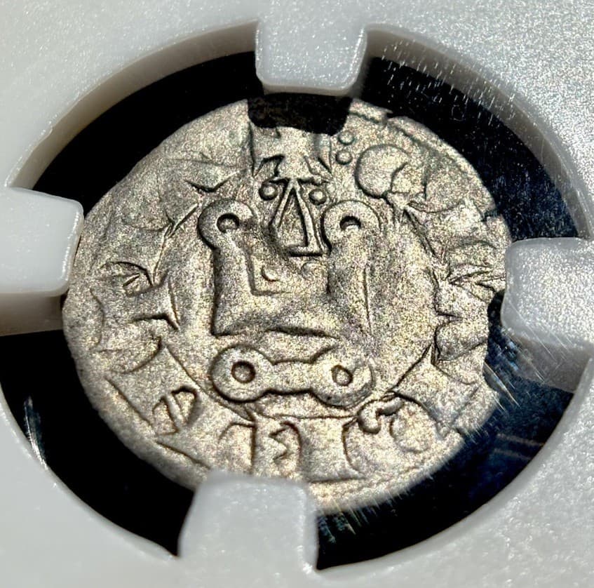XF CRUSADERS ATHENS 1294-1308 AD, Rare GUY II De La Roche Silver Denier Coin 2