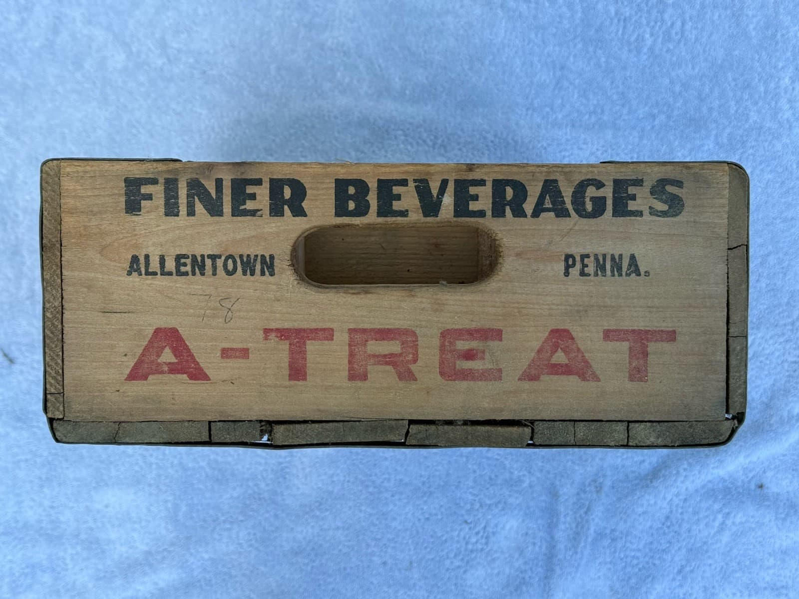 Vintage A -Treat Wooden Bottle Crate Case Allentown PA Soda Pop 5
