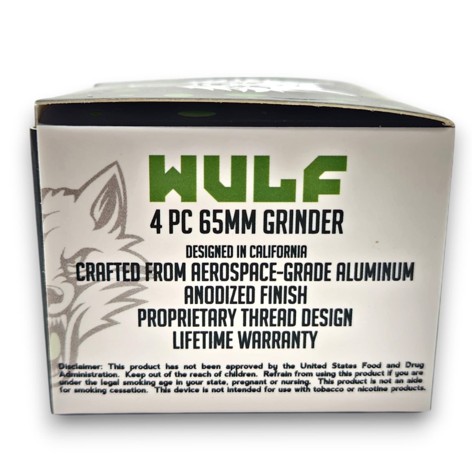 2.5" WULF High QUALITY ALUMINUM 4 Piece Tobacco Herb Grinder - BLACK WHITE 4