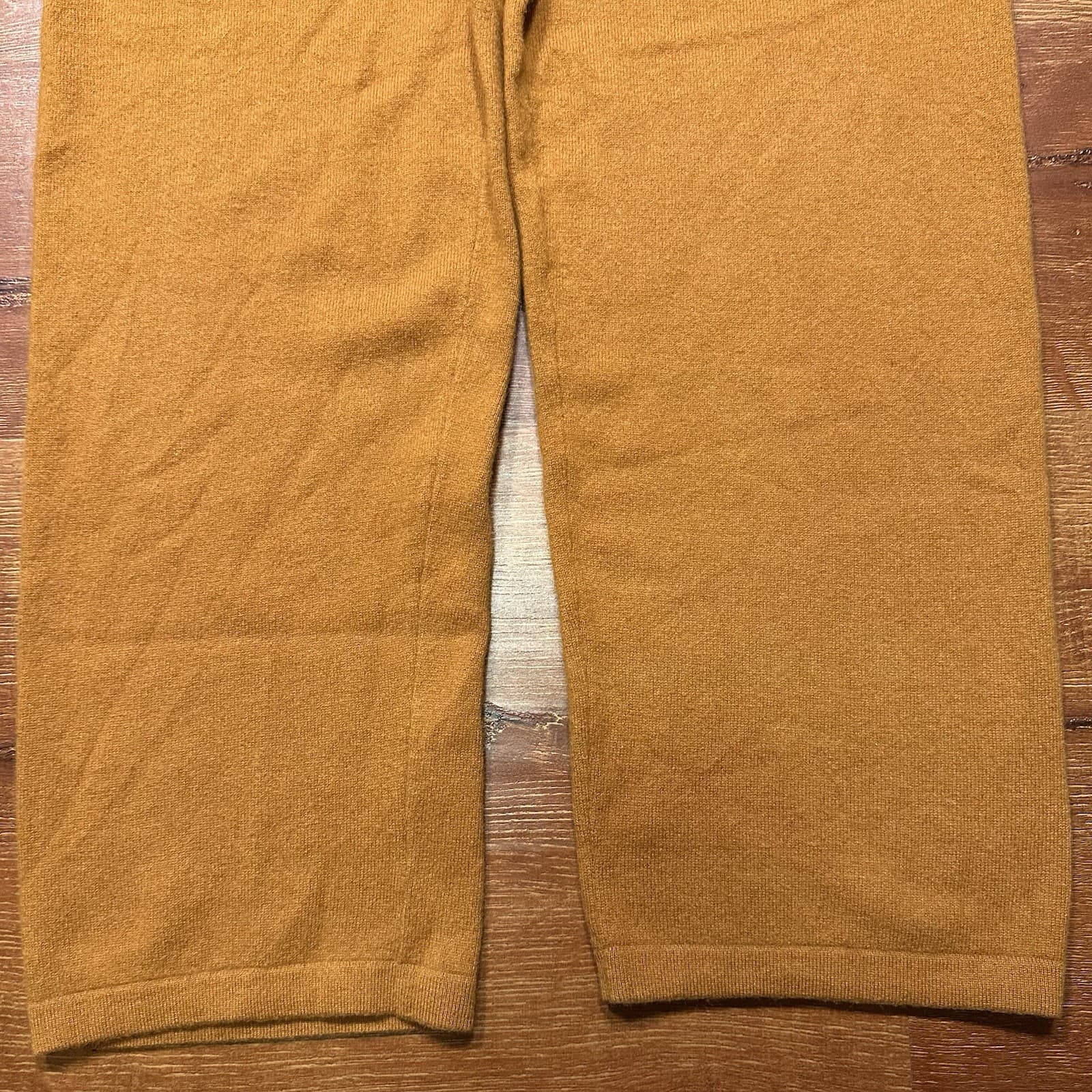 Neiman Marcus Cashmere Pants Womens L Mustard Yellow Pull On Sweats Wide Leg G2U 4