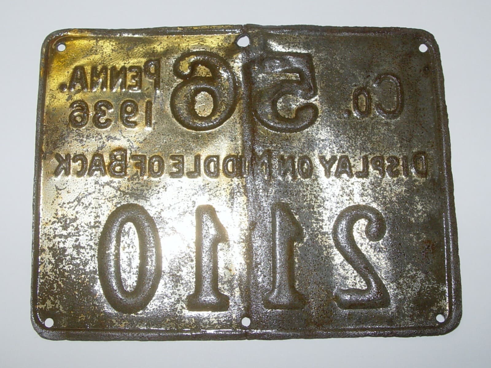 1936 PA Pennsylvania Hunting License Somerset Co 56 Antique Advertising Tin Tag 4