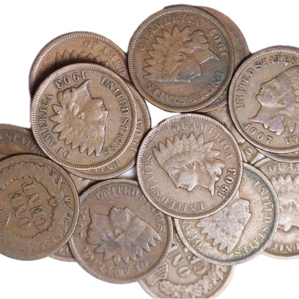 ROLL OF 50 MIXED GOOD+ INDIAN HEAD CENT PENNIES IN PLASTIC TUBE 2