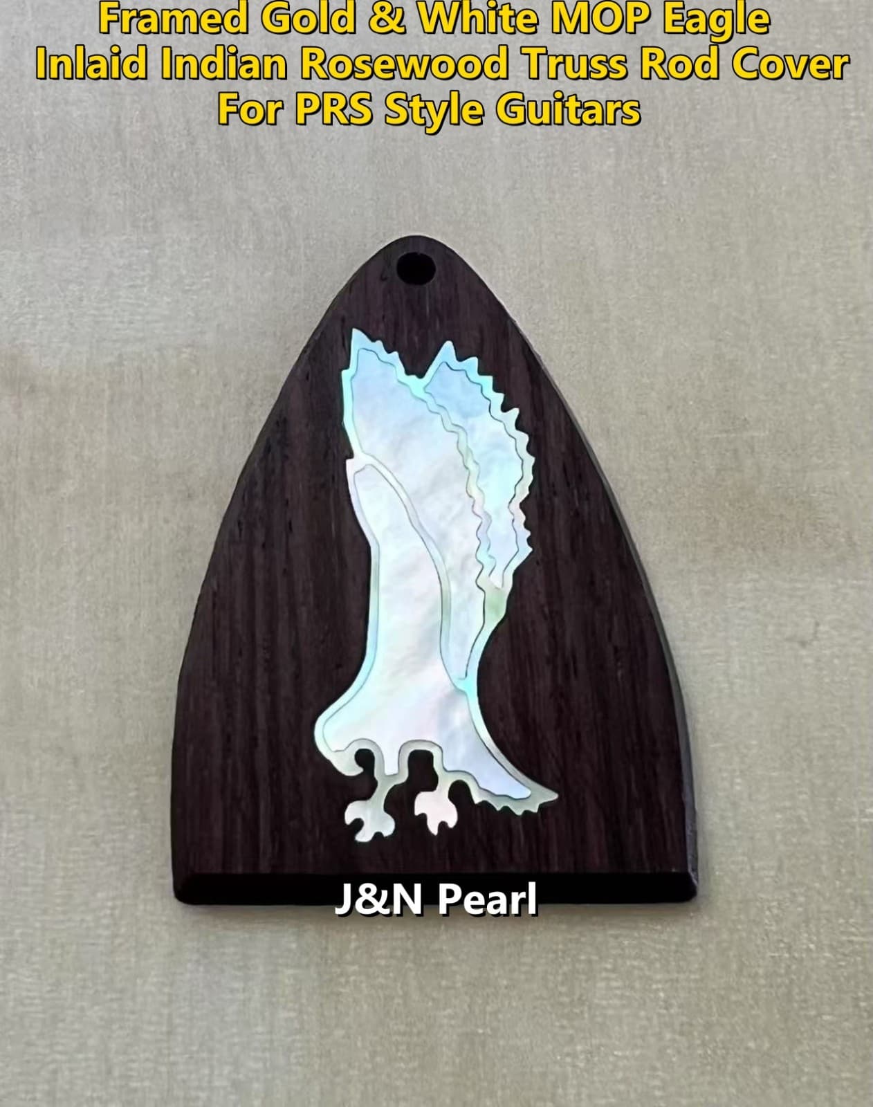 1pc Rosewood Truss Rod Cover Inlaid Framed Gold &White MOP Eagle for PRS Guitars 2