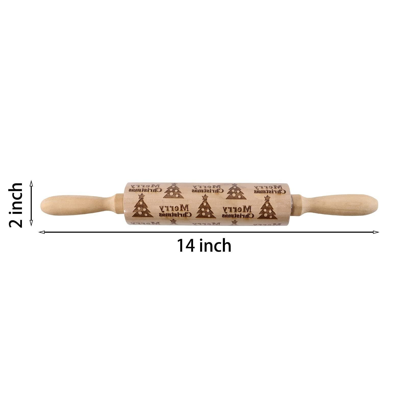 4Pack Christmas Wooden 3D Rolling Pins Embossed, Embossing Rolling Pin 2