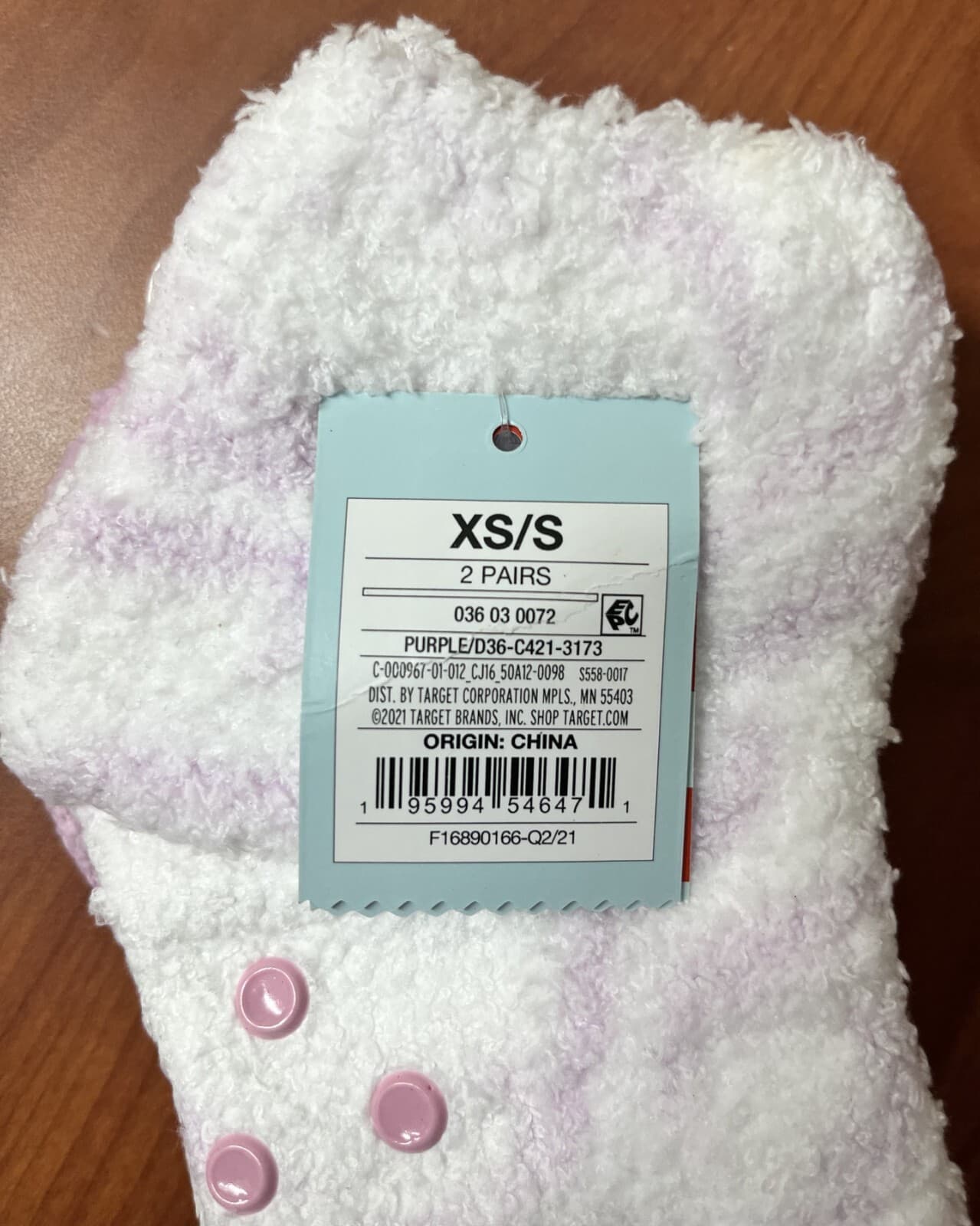 Cat & Jack Super Soft Ankle Socks Gripper Bottoms 2 Pair Purple White XS/S New 6