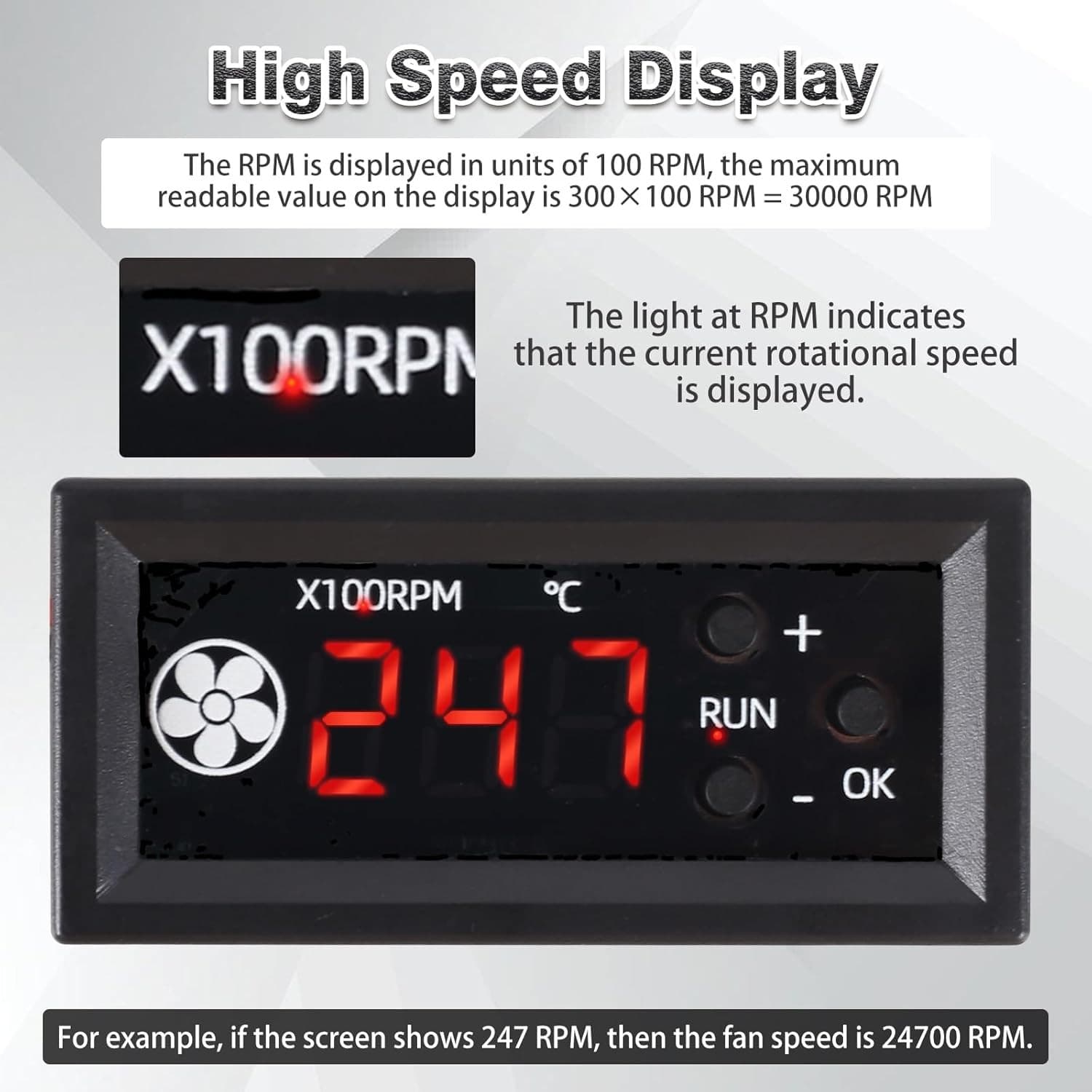 ICSTATION 12V PWM 4-Wire Fan Speed Controller with Temp Probe Display 4