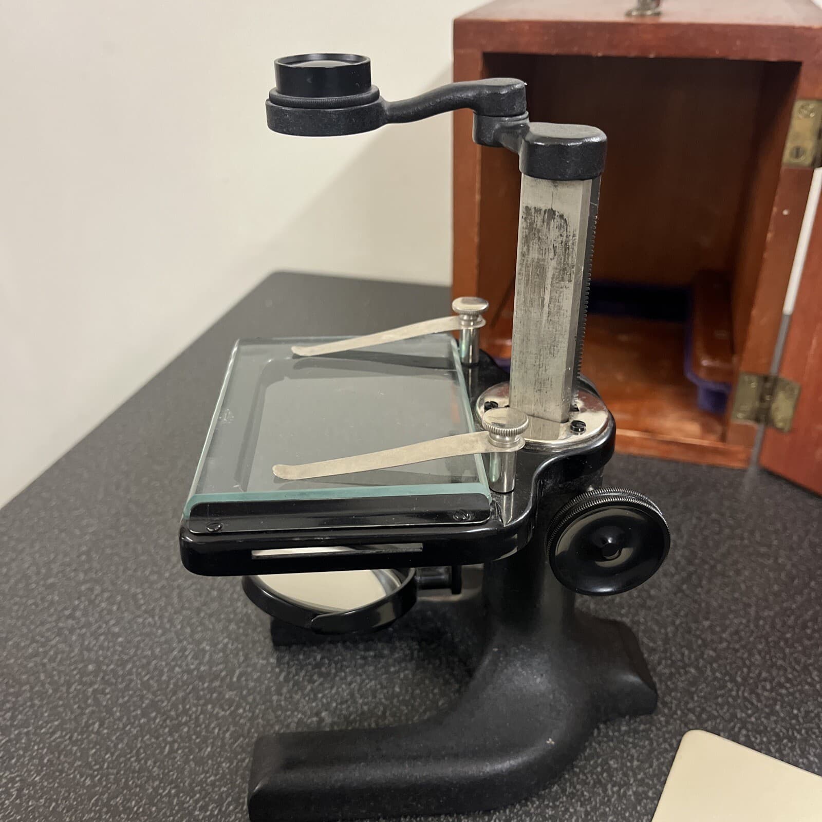 Antique Spencer Buffalo Cast Iron Dissection Microscope with Case 3