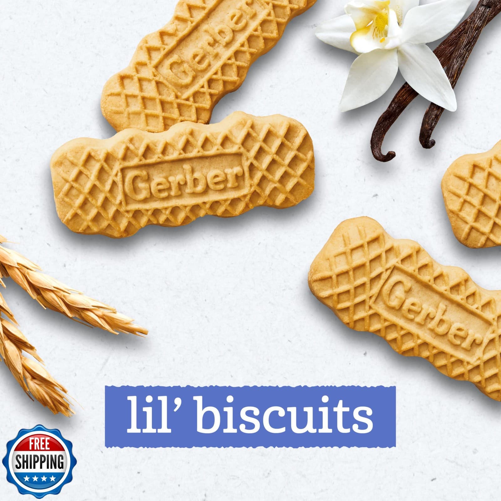 Gerber Lil Biscuits, Snacks for Toddlers, Toddler Cookies, Vitamin E, Iron, F 3