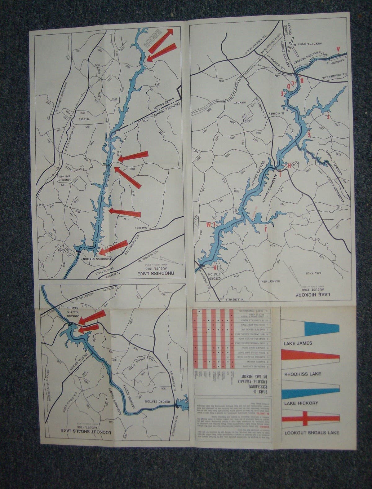 1968 Duke Energy Map Of North Catawba Lakes  2