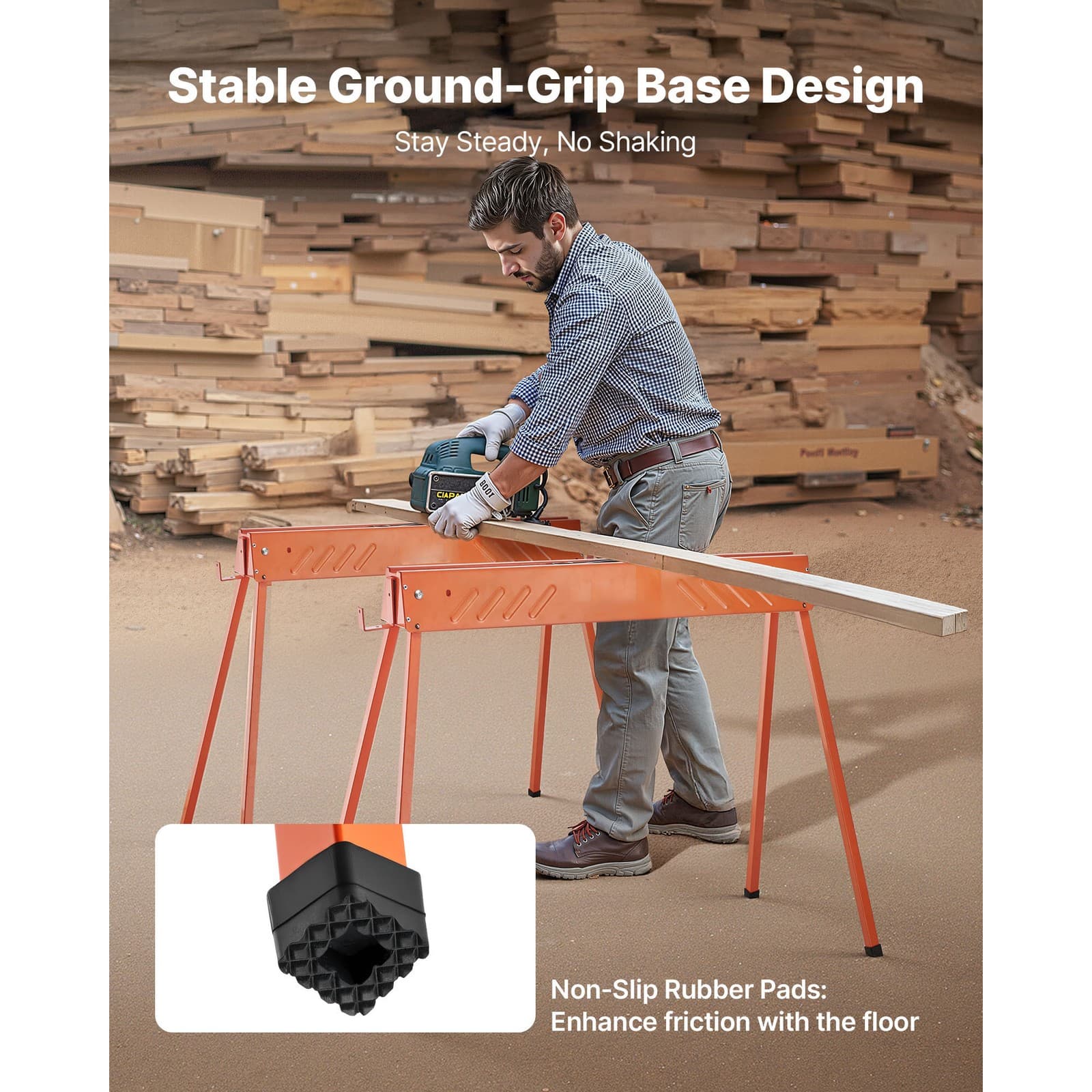 Uimoso Set of 2 Heavy-Duty Saw Horses, 660 lbs Capacity for Woodworking Projects 5