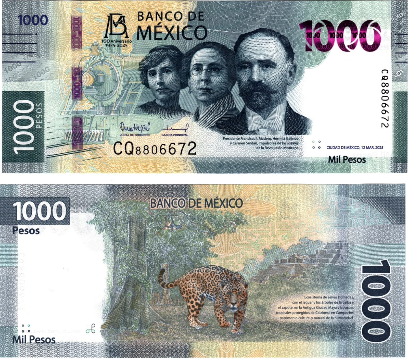 2025 Mexico 50 to 1000 Pesos P138 to P142 UNC Banknote Commemorative  Full set 2