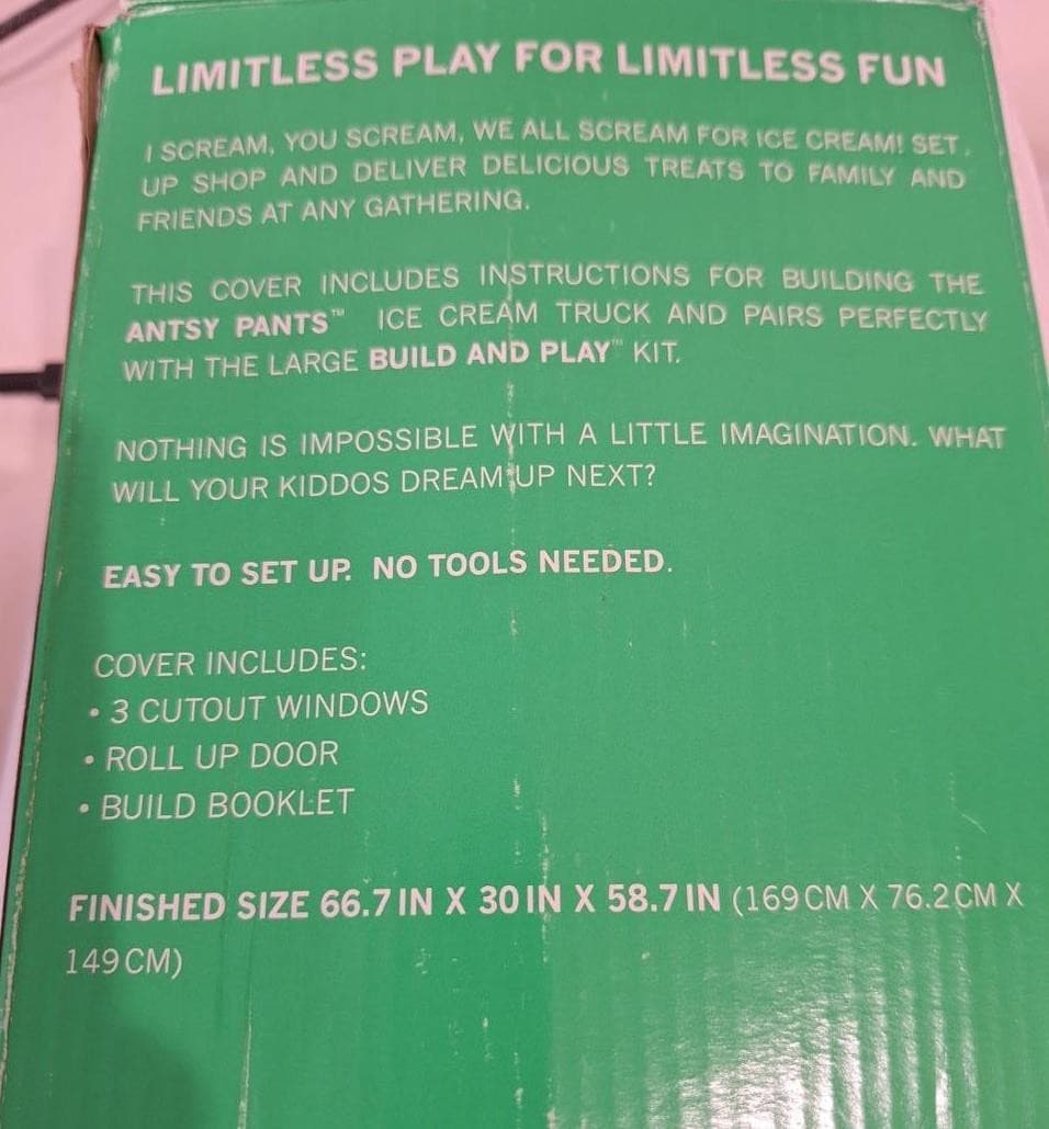 NEW! ANTSY PANTS Ice Cream Truck Cover for Large Build and Play Kit 6