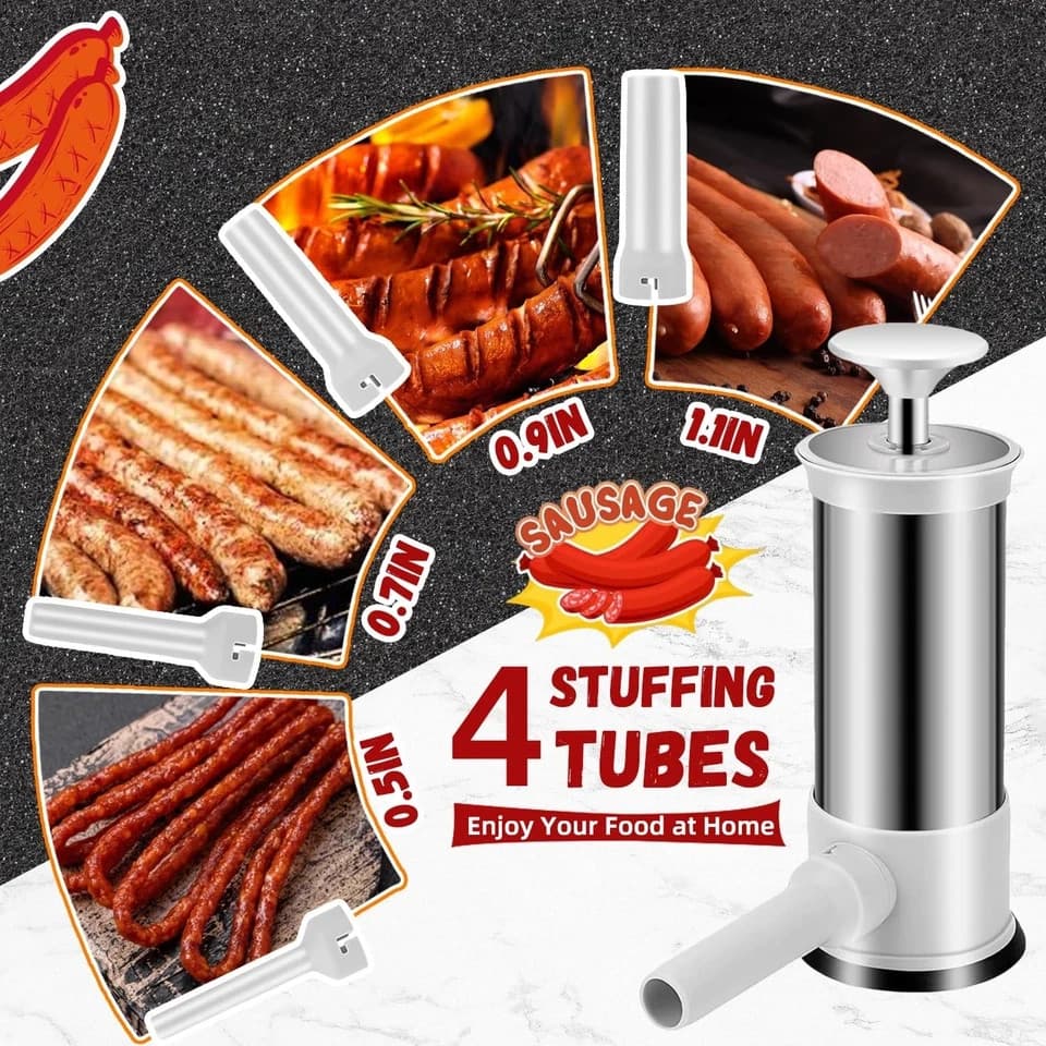 Sausage Stuffer Machine Sausage Maker with 4 Stuffing Tubes Homemade Sausage ... 2