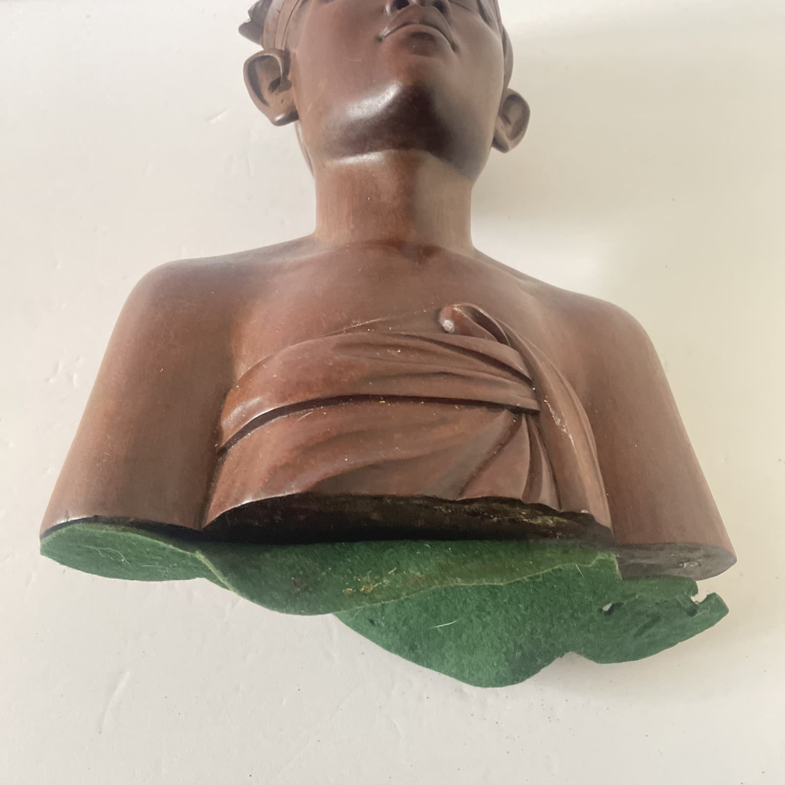 Vintage Bali Wooden Warrior Bust Flower 4