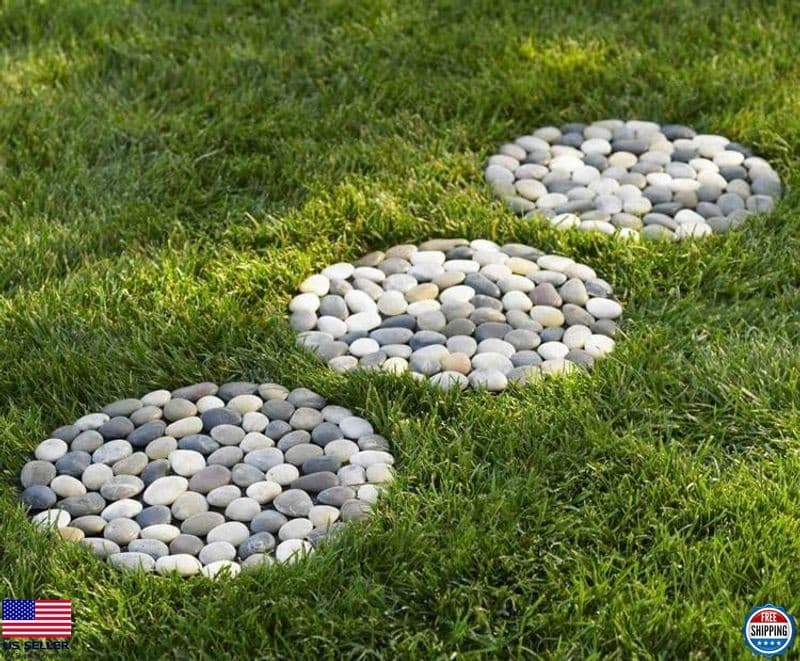 Natural Pebble Stepping Stones - 9" Round Massage Stones, Set of 6 Acupressure 4