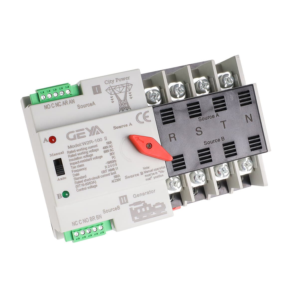 GEYA ATS PC Dual Power Automatic Power 4Pole 100A 110V Transfer Switch Grid NEW 5