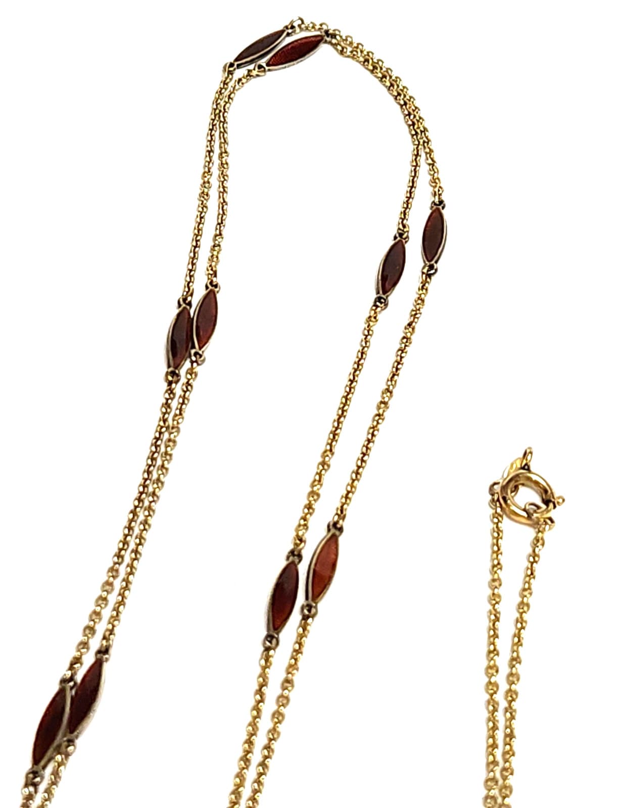 Vintage 60's Gold Plate Sterling Silver Red Enamel Nadine Watch Pendant Necklace 5