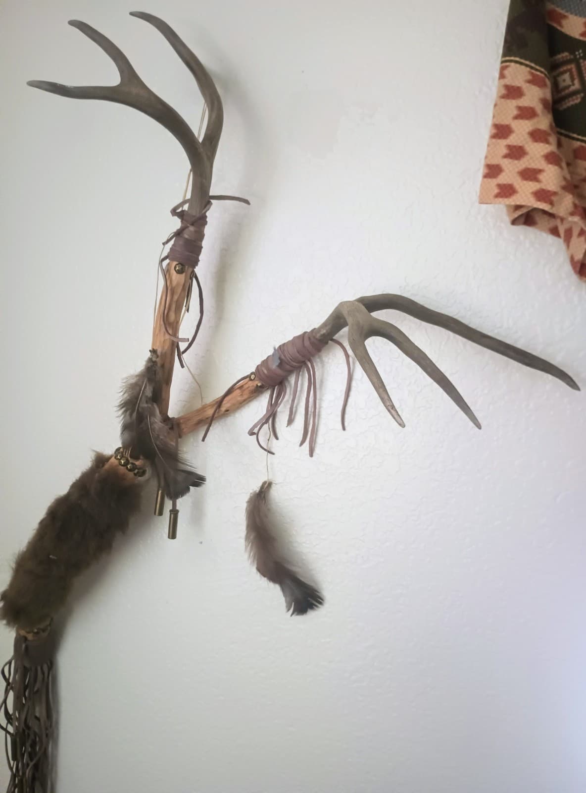 Vintage Apache Deer Antler Talking Stick Original Native American Signed 3