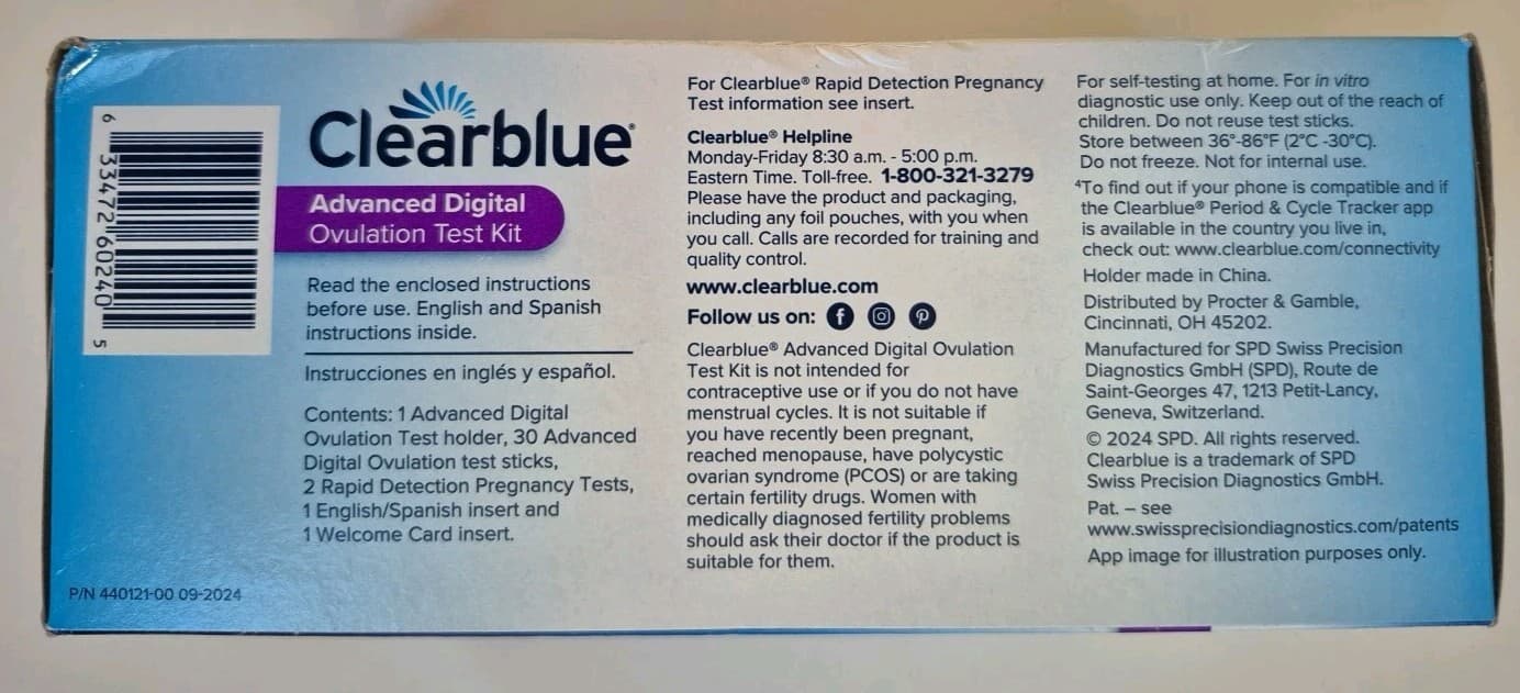 Clearblue Advanced Digital Ovulation Test Kit, 32 Ct. Exp 8/27 5