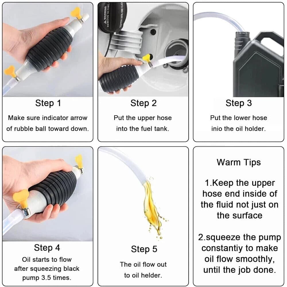 Siphon Hand Pump Portable Manual Car Fuel Transfer for Gas Gasoline Petrol 2M 6