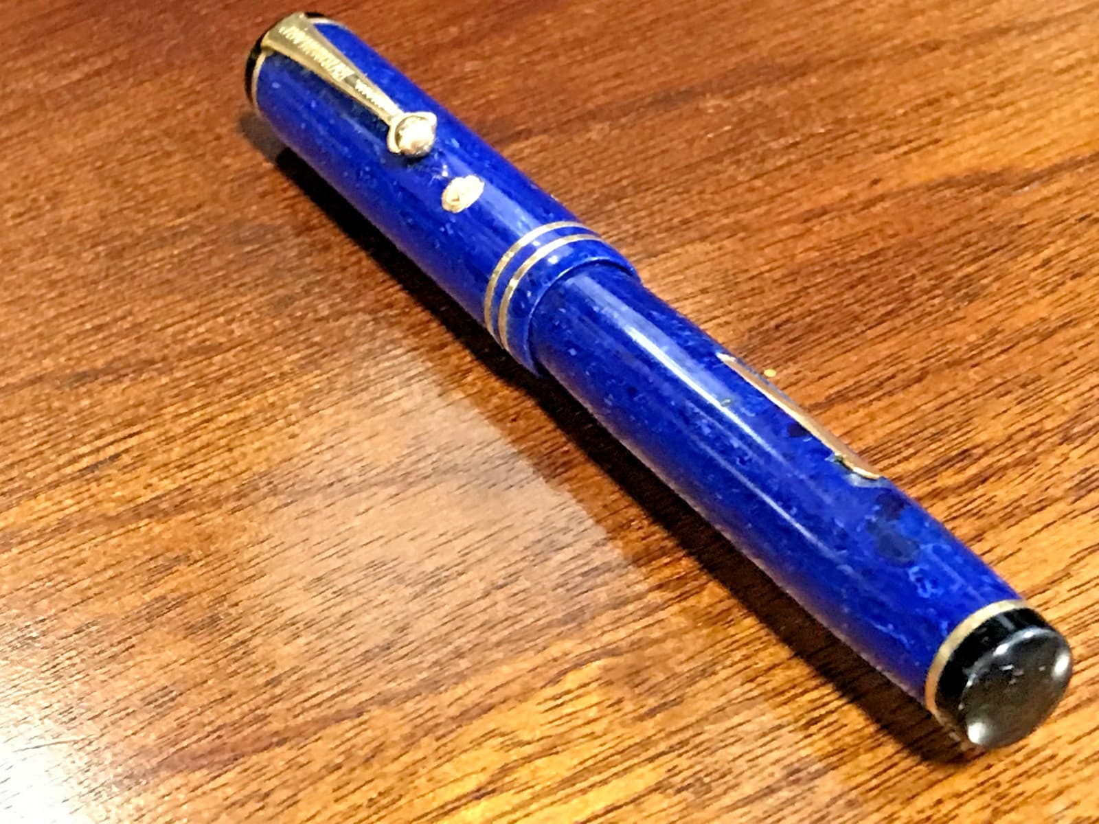 WAHL EVERSHARP PERSONAL POINT FOUNTAIN PEN In LAPIS BLUE w/ 14K NIB ~AS-IS Parts 4