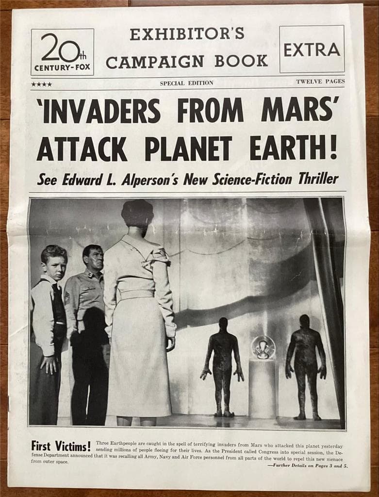 INVADERS FROM MARS 50'S SCIENCE FICTION SCI FI ORIG UNCUT US PRESSBOOK W/ HERALD